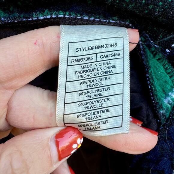 Steve Madden size L The Belle Plaid Lined Shacket Jacket - pine green - Picture 12 of 13